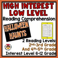 56 High Interest Low Level Reading Comprehension Passages for Halloween 2 Levels