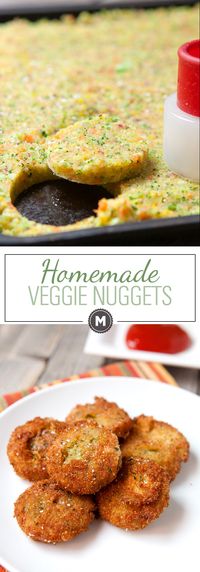 Homemade Veggie Nuggets: These are the perfect vegetarian alternative to the chicken nugget. Made with mashed carrots, broccoli, and golden beets.