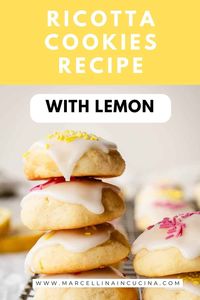 Lemony Ricotta Cookies with a tart lemon glaze are irresistibly soft and tender, with a delightful melt-in-your-mouth texture that makes every bite a treat. #LemonyRicottaCookies #LemonRicottaCookies #LemonRicottaCookieRecipe
