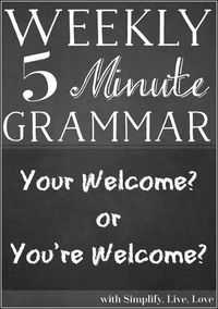 Do you need a quick grammar refresher on how to answer someone who says thank you? Or maybe you know someone who always gets it wrong. Is it Your Welcome or You're Welcome? If you're second guessing which one is right, double check with this quick 5 minute grammar lesson and send it to everyone who needs a reminder. #grammar #englishgrammar #grammerlesson #homeschool #grammarpolice