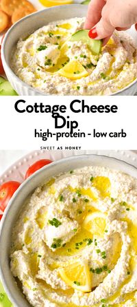 This Cottage Cheese Dip recipe is an easy high-protein dip for an appetizer or quick snack. Plus, all you need to make this healthy dip is just a few minutes.