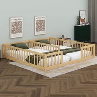 √ It's an ideal and satisfactory solution to have two users to sleep in one double twin bed, while no mutual disturbance could be caused during the sleep and play. This bed is suitable for families with two children, allowing them to sleep together to enhance their relationship while simultaneously separating the two beds without affecting each other's sleep. It is also suitable for the transition period when the growing baby needs to separate from the mother in the bed. This floor bed featuring fence of guardrails not only ensures better stability but also reduce safety concerns, offering the restful nights of sound sleep. The product is crafted mainly from premium pine wood and quality engineered wood, thus making it sturdy and durable. Winston Porter Color: Natural | Winston Porter Vinc