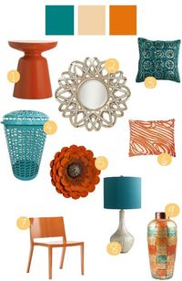 teal + tangerine room decor...maybe I can make that master bedroom tangerine work after all