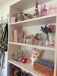 #shelf #hellokitty #cute #kpop #perfume #collection #books #hairrollers #anime #manga #thatgirl #roomtour #room