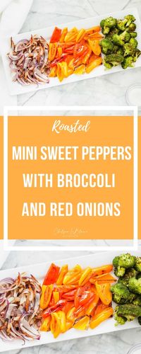 This healthy oven roasted mini sweet peppers with broccoli and red onion recipe will now be your go to weekly meal prep recipe. Use these veggies in Mexican, Indian, or Asian inspired dishes.