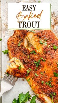 This tender and flavorful freshwater fish recipe is a stunner. It's topped with a phenomenal blend of spices and baked to tender perfection. It's perfect for a dinner party or a weeknight meal. Get this easy trout recipe now!