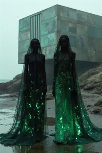 Immerse yourself in a world where fashion meets fantasy. This striking visual explores the concept of bioluminescence, translating the ethereal glow of jellyfish into a stunning, avant-garde design. Perfect for those who love contemporary art and the intersection of technology and nature. Follow for more futuristic fashion inspirations and cutting-edge digital art.