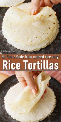 How to make rice tortillas with cooked rice OR rice flour. These simple gluten-free wraps are soft, pliable, and versatile (roti, tacos...) + wheat-free, yeast-free, dairy-free, and vegan!