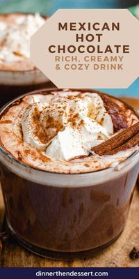 This Mexican Hot Chocolate recipe is a comforting drink with rich chocolate flavor, creamy texture, warm cinnamon flavor, and a bit of heat.