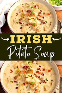 Warm up with a delicious bowl of Irish potato soup! Made with potatoes, onions, bacon, and evaporated milk, it's so easy to make.