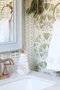 Powder Room Transformation + Christmas Decor | Stripes and Whimsy