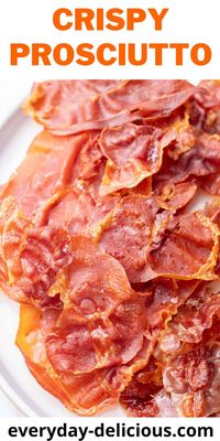 Most of you probably know prosciutto as an appetizer - flavorful, salty, and chewy, but have you tried cooking / baking it? Crispy prosciutto is as good as crispy bacon (if not better?) and makes an excellent topping for salads, pasta, eggs, and many other dishes. You have to try these prosciutto crisps if you haven't already - every bite delivers big flavor.