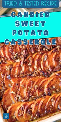 This is a tried and tested sweet potato recipe for Thanksgiving that's always a hit! Naturally sweetened with honey and orange juice then studded with pecans flavored with cinnamon this delicious Candied Sweet Potato Casserole is the perfect Thanksgiving side dish!