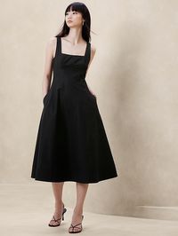 Natalia Square-Neck Midi Dress | Banana Republic