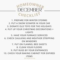 December homeowner checklist. Save this and reference it when you're doing house chores! #homeowner #home #clean #organize #interior