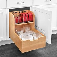 Rev-a-shelf 24" Divided Storage Bin For Kitchen Or Bathroom Cabinets, Food Storage Containers/ Utensils Organizer With Soft Close, Wood, 4fsco-24sc-1 : Target