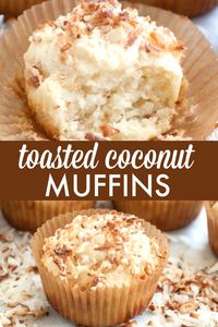 Toasted Coconut Muffins - These easy to make muffins are my daughter's favorites! Enjoy the delicious coconut flavor and toasted coconut streusel topping.