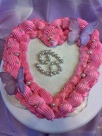 Vintage cake, pink cake, cancer, zodiac cake, butterfly cake, pink cake