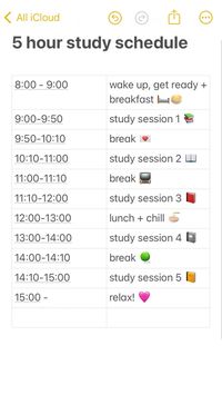 5 hour study schedule businessplannertemplate #wellnessplanner📙