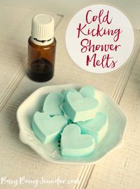 Next time you feel stuffed up, or you're getting that icky-sicky feeling, whip up a batch of these cold kicking shower melts to bring you some relief!