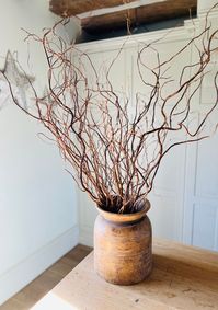 Twisted Corkscrew Willow Branches  These sculptural branches look gorgeous styled in a large vase on their own or mixed with other dried flowers and grasses. Also perfect styled as part of your Spring and Easter decor with hanging decorations. Please note: You will receive 3-5 stems of varying shape and length. This is a natural item and the colour, shape and thickness may vary. Each bunch is unique and sold by weight, not stem count. Vase not included. Vase pictured available to purchase here h