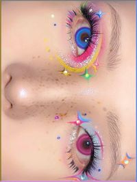 xiaohongshu colorful rainbow eye makeup inspo idea douyin makeup tutorial eyeliner eyeshadow kawaii harajuku