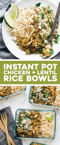 Instant Pot Cilantro Lime Chicken and Lentils! The BEST easy protein powerhouse meal prep. Just 15 mins of prep and totally hands-off cooking! #mealprep #instantpot #chicken #lentils #salsaverde #recipe | pinchofyum.com