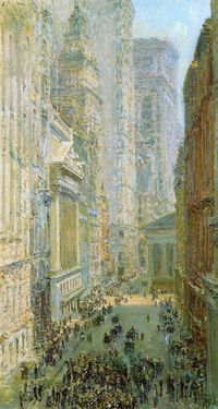 Childe Hassam "Lower Manhattan, Broad Street and Wall Street", 1907