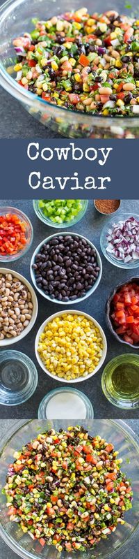 Cowboy Caviar is packed with colorful, fresh ingredients that also happen to be healthy. Makes a great salsa, dip, or salad at your next party or barbecue! Naturally vegan and gluten free.