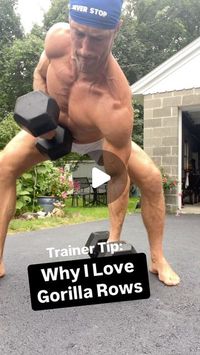 Dan Elwood | Online Fitness & Lifestyle Coach on Instagram: "Gorilla Rows are an excellent & often overlooked Row variation that has some unique benefits that makes adding them to your training worthwhile
⚡️⚡️⚡️
Something about this movement just feels so natural & healthy
⚡️⚡️⚡️
The deep hip hinge position necessary for Gorilla Rows really helps to connect to & engage the entire posterior chain while also decompressing the spine
⚡️⚡️⚡️
This is important because it helps to build strength & stability in the spine without becoming too stiff or rigid
⚡️⚡️⚡️
As you will notice in the video, my spine is long & straight, but there is also a slight rotation with each rep.
⚡️⚡️⚡️
The rotation is actually very controllled & is a result of flexing on one side and extending on the other with a full 