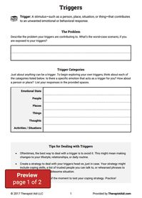 Triggers (Worksheet) | Therapist Aid