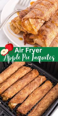 This Air Fryer Apple Pie Taquitos recipe is truly a delicious dessert! Whether it's apple season or not, you can make this any time of year!