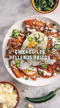 Chilaquiles Rellenos Fritos (Fried Stuffed Chilaquiles)   Prep: 20 minutes   Cook: 14 minutes   Serves: 4    #vallartasupermarkets #dairy #lunch #dinner #cincodemayo  For Full Recipe check our link: https://vallartasupermarkets.com/recipes/chilaquiles-rellenos-fritos-fried-stuffed-chilaquiles/