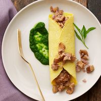 Chanterelle Omelets with Fines Herbes Sauce