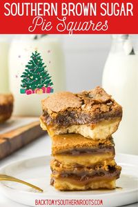 Delicious southern brown sugar pie squares: a classic treat with a caramelized twist. Perfect for dessert lovers, easy recipe, and rich in old-fashioned flavor.