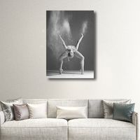 Contemporary Wall Art Decor Grey Dancing Girl Wrapped Canvas for Bedroom, Multiple Size Available