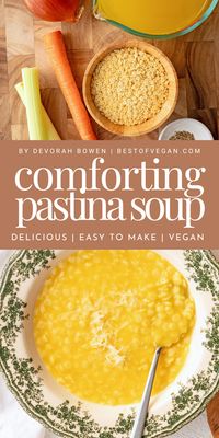 Looking for a delicious, comforting dinner idea that's completely plant-based and dairy-free? Pastina is lovingly referred to as “Italian Penicillin” because much like chicken soup it’s said to heal any ailment! The name Pastina refers to the little pasta which can be any shape. For generations Italian and Italian American nonnas have been making this simple dish as a cure all for whatever ails you. #DairyFree #Vegan #PlantBased #WeekNightDinner #EasyRecipes