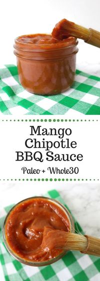 Mango Chipotle BBQ Sauce is Whole30, Paleo and Refined Sugar Free! You can enjoy BBQ during the Whole30 with this super quick BBQ sauce! |Paleo + Whole30 BBQ Sauce|