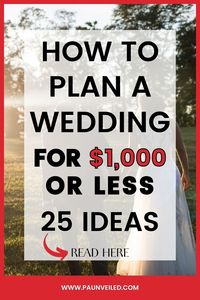 Planning a wedding for $1,000 or less is very possible as long as you are willing to get creative, crafty, and maybe a little scrappy. We give you 25 practical tips and ideas for keeping your wedding budget low. I know these ideas work because my wife and I used some of them on our wedding day. Plus I have photographed many other weddings where couples saved thousands using these ideas. Save money on your wedding venue, food, photography, invitations, hair and makeup, attire, drinks, and more!