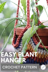 An easy crochet plant hanger made with cotton scraps #crochet #planthangers