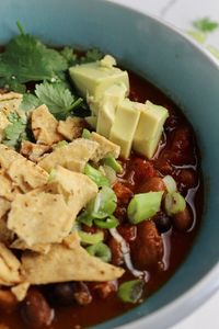 Beyond Meat Chili is a fast and delicious vegan/vegetarian weeknight meal - the best part is being able to customize your toppings!