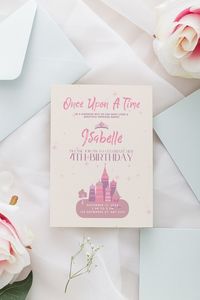 Once Upon A Time Princess Birthday Invitation Template, Pink Princess Birthday Invite, Whimsical Greeting Card, Canva Editable Printable - Etsy Philippines