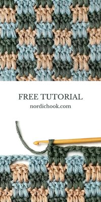 This free crochet tutorial shows how to make the interlocking block stitch step-by-step. It includes detailed photo instructions. The interlocking block stitch is a repeat of two rows. To get the same color effect as in this example, you will need three colors. The color pattern for the interlocking block stitch is very beautiful. This stitch is reversible and looks the same on both sides.