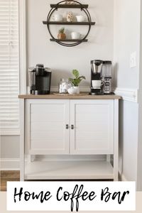 A coffee bar is perfect for any coffee lover needing an easy home addition. Find inspiration pictures paired with amazon links to make your coffee bar a new reality @Ideas 2 Yours  