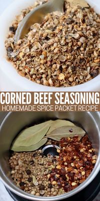 Make the most delicious and flavorful corned beef with this simple Corned Beef Seasoning recipe! This homemade spice packet is easy to mix up with 9 ingredients, in just 5 minutes. It's perfect for adding extra flavor to store-bought corned beef, or making your own homemade corned beef.