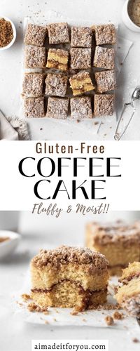 Sweet, cinnamony, light, fluffy, and super tender, this Gluten-Free Coffee Cake is certain to become a family favorite. Made with primarily pantry staples and boasting a tall layer of buttery rich cinnamon-flavored crumble, nobody would ever guess this easy homemade recipe for crumb cake is celiac-friendly.