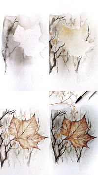 (@rosies.sketchbook) Steps of creating a fall maple leaf.