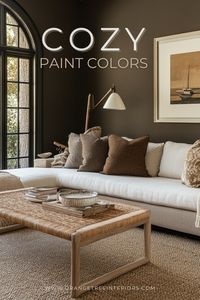 In 2024 cozy paint colors are IN and they're all about making spaces feel warm, welcoming and personal. Whether you’re drawn to the earthy tones of soft clay, warm taupe and cocoa brown or the subtle sophistication of deep green and moody charcoal, these trending paint colors will help you design a home that feels like a haven of comfort in a warm, inviting  atmosphere.   #cozypaintcolors #2024trendingpaintcolors #paintcolortrends