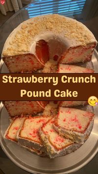 This Strawberry Crunch Pound Cake recipe combines the rich flavors of pound cake with the sweet and tangy taste of strawberries. The cake itself is mo...