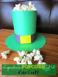 Leprechaun Popcorn Hat Kids Craft for St. Patrick's Day #StPattyDay #KidsCraft #Leprechaun SavingSaidSimply.com